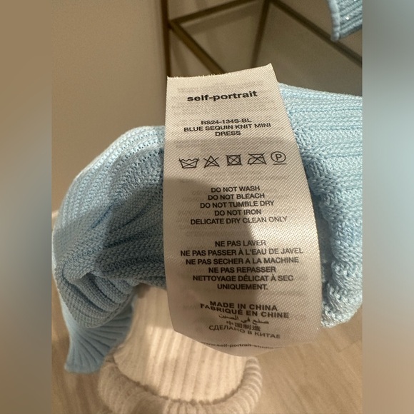 Self-Portrait Light Blue Ribbed Knit Mini Dress - Picture 13 of 14